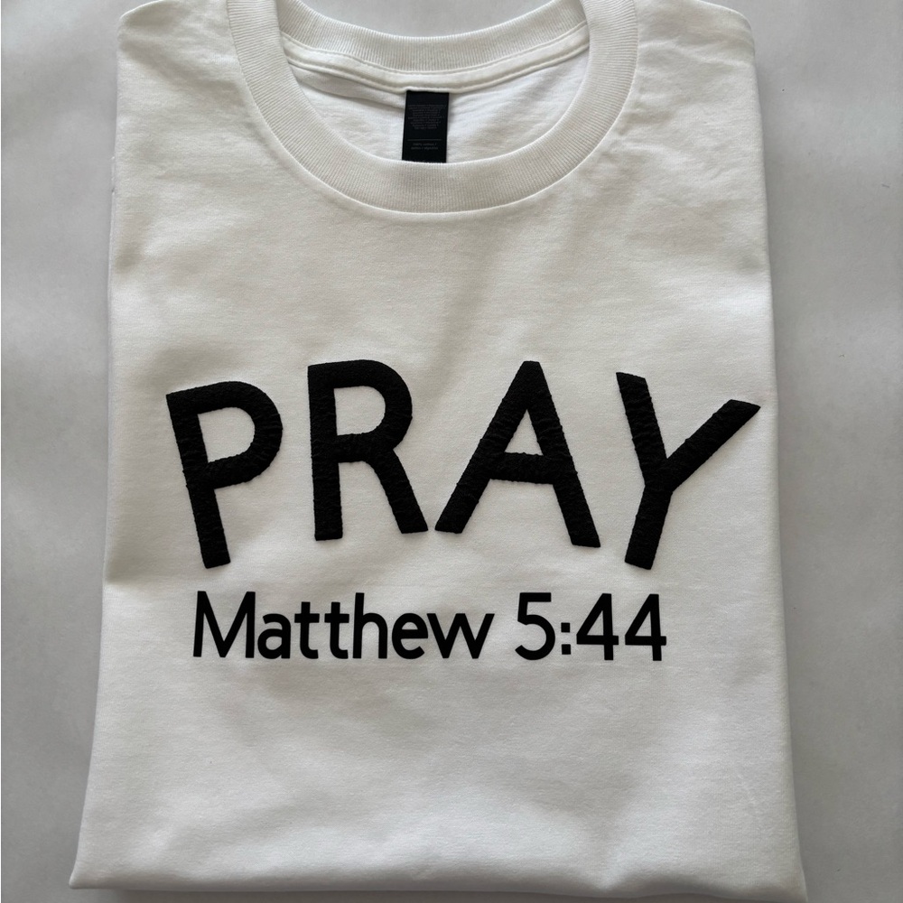 White Graphic T-Shirt with Black Print